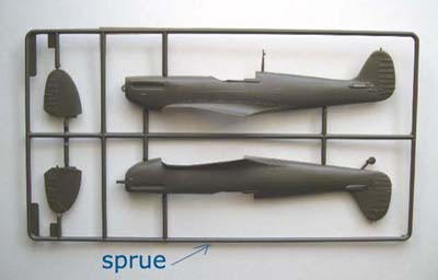 model airplane parts on sprues