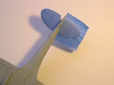 stabilizer masked with blue house-painter's tape