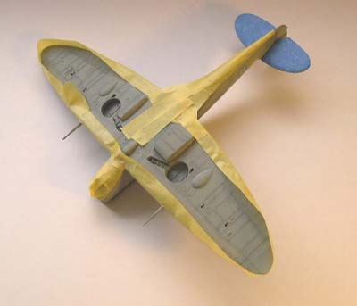 wings masked with yellow Tamiya tape